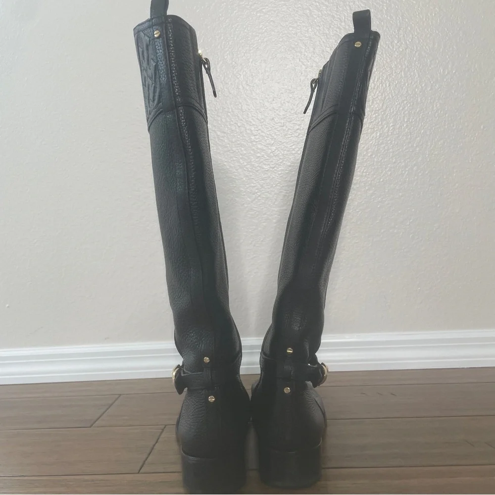 Tory Burch Black Leather Riding Boots knee high boots